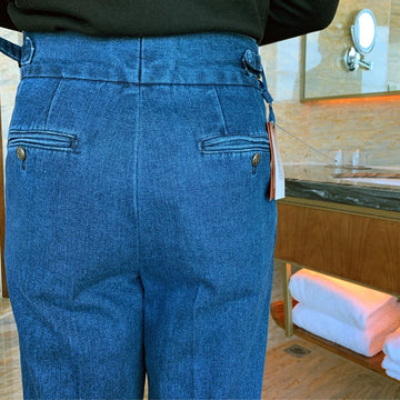 167.06 Aidase Fashion Men Suit Tailor-Made 2 Pieces Denim Blazer Pants Double Breasted Work Wear Formal Business Causal Daily Party Tailored aidase-shop